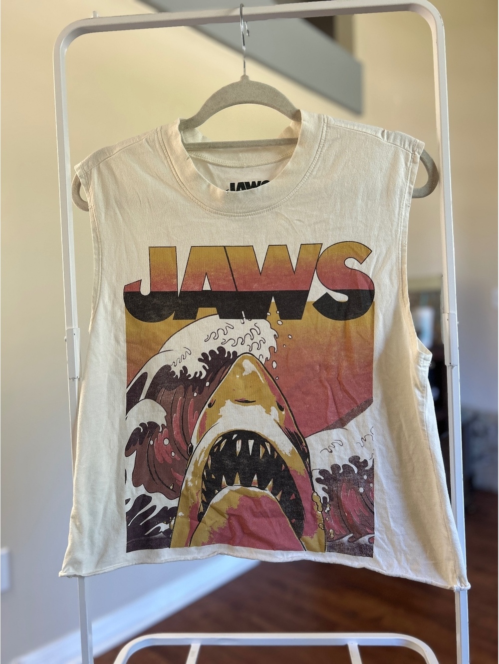 Jaws Vintage Style Sleeveless Graphic Tee Shirt Size Small